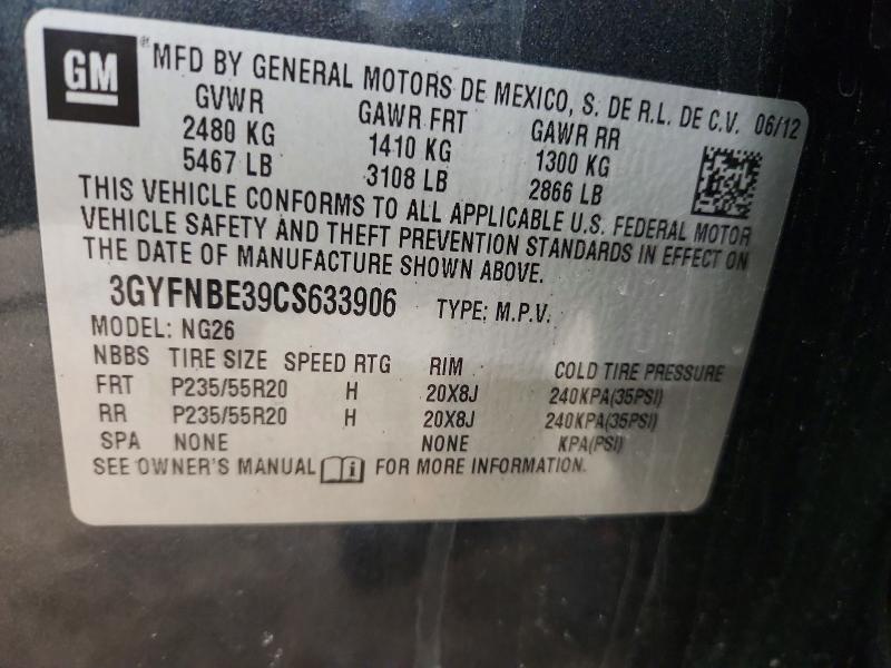 Aukcja sprzedaży 2012 Cadillac Srx Perfor, vin: 3GYFNBE39CS633906, numer aukcji: 74002685