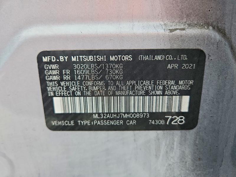 Продаж на аукціоні авто 2021 Mitsubishi Mirage, vin: ML32AUHJ7MH008973, номер лоту: 98255425