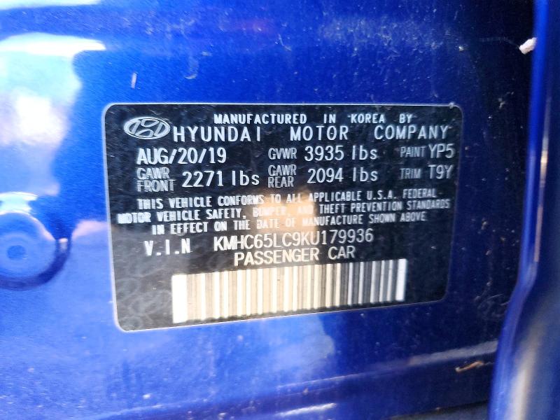 Aukcja sprzedaży 2019 Hyundai Ioniq Blue, vin: KMHC65LC9KU179936, numer aukcji: 72489745