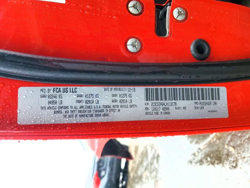 Продажа на аукционе авто 2020 Dodge Challenger, vin: 2C3CDZAG4LH113178, номер лота: 73881475