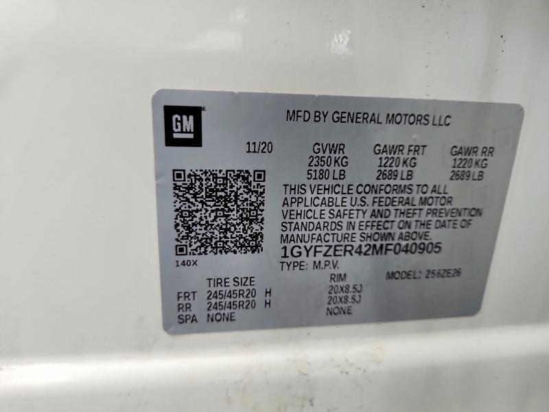 2021 Cadillac Xt4 მანქანა იყიდება აუქციონზე, vin: 1GYFZER42MF040905, აუქციონის ნომერი: 97987995