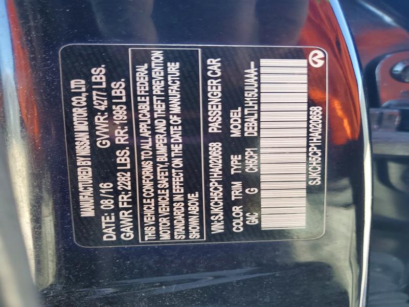 74814045 :رقم المزاد ، SJKCH5CP1HA020658 vin ، 2017 Infiniti Qx30 Base مزاد بيع