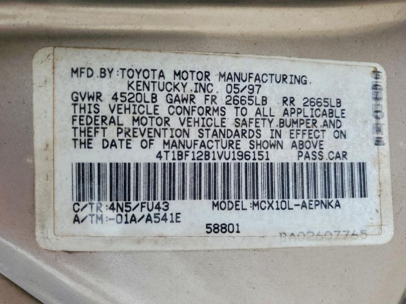 97304205 :رقم المزاد ، 4T1BF12B1VU196151 vin ، 1997 Toyota Avalon مزاد بيع
