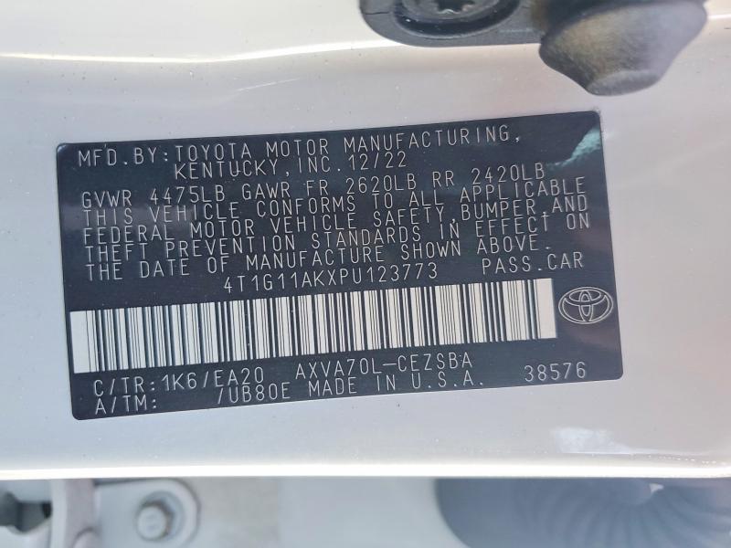 Aukcja sprzedaży 2023 Toyota Camry, vin: 4T1G11AKXPU123773, numer aukcji: 98306545
