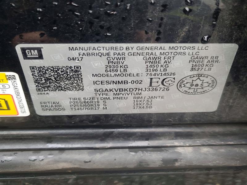 Aukcja sprzedaży 2017 Buick Enclave, vin: 5GAKVBKD7HJ336726, numer aukcji: 99110535
