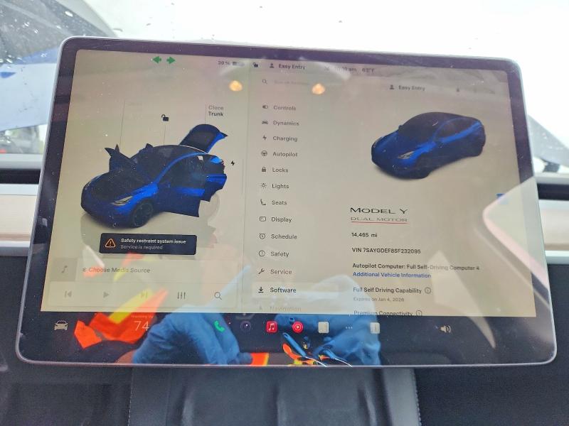 Aukcja sprzedaży 2025 Tesla Model Y, vin: 7SAYGDEF8SF232095, numer aukcji: 98680695