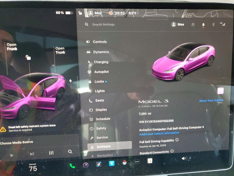 98678005 :رقم المزاد ، 5YJ3E1EA6SF052355 vin ، 2025 Tesla Model 3 مزاد بيع