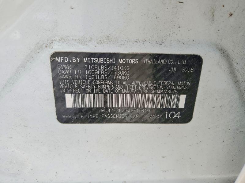 Aukcja sprzedaży 2018 Mitsubishi Mirage, vin: ML32F3FJ7JHF15403, numer aukcji: 75312405
