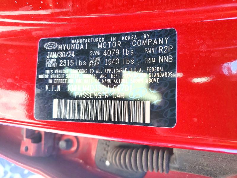 73097955 :رقم المزاد ، KMHLM4DJ3RU106701 vin ، 2024 Hyundai Elantra مزاد بيع