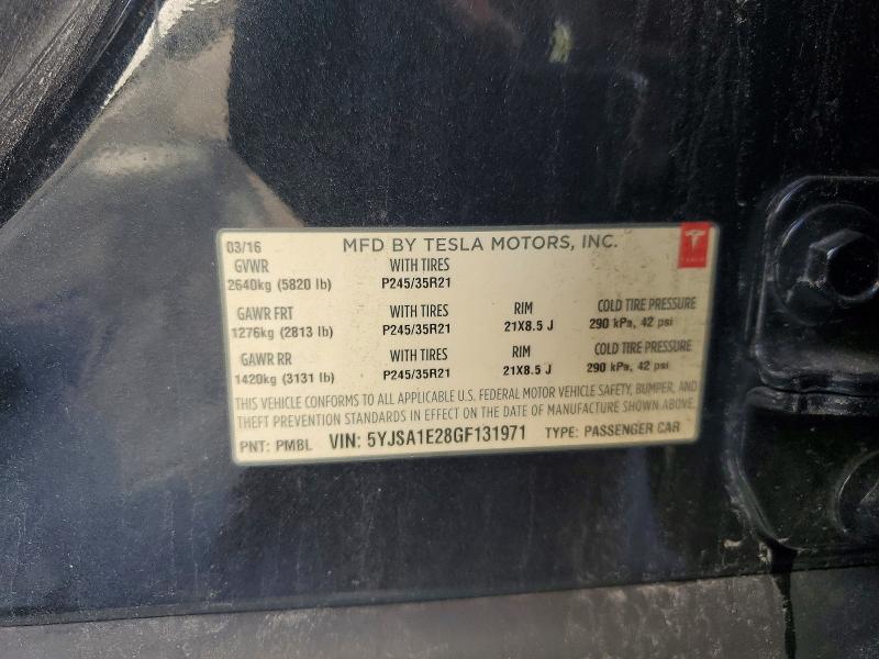 Продажа на аукционе авто 2016 Tesla Model S, vin: 5YJSA1E28GF131971, номер лота: 72927135