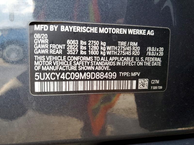 72185675 :رقم المزاد ، 5UXCY4C09M9D88499 vin ، 2021 Bmw X6 مزاد بيع