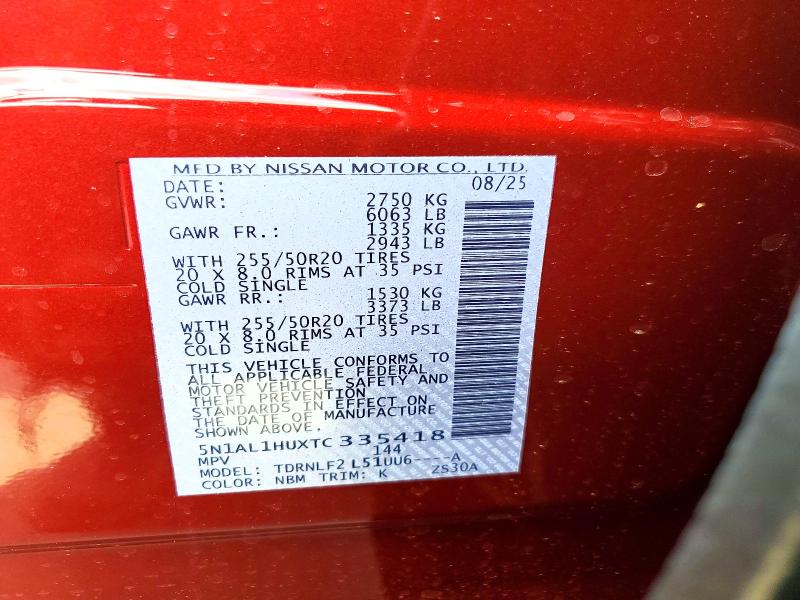 74385195 :رقم المزاد ، 5N1AL1HUXTC335418 vin ، 2026 Infiniti Qx60 مزاد بيع