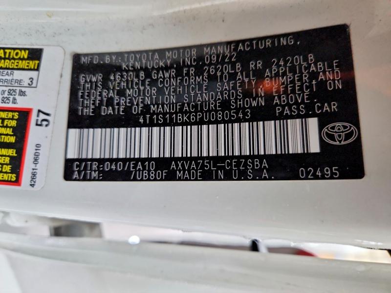 Продажа на аукционе авто 2023 Toyota Camry, vin: 4T1S11BK6PU080543, номер лота: 74655935