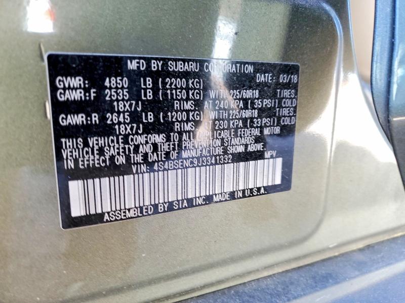 Aukcja sprzedaży 2018 Subaru Outback, vin: 4S4BSENC9J3341332, numer aukcji: 74764415