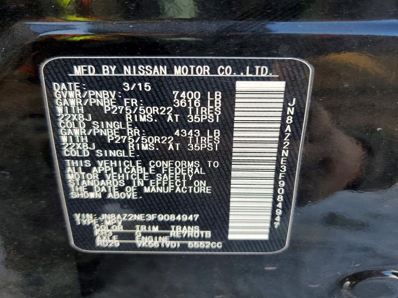Aukcja sprzedaży 2015 Infiniti Qx80, vin: JN8AZ2NE3F9084947, numer aukcji: 75166525