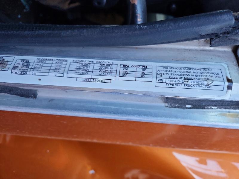 Продаж на аукціоні авто 2009 Peterbilt Tractor 386, vin: 1XPHD49X49D776733, номер лоту: 75006275