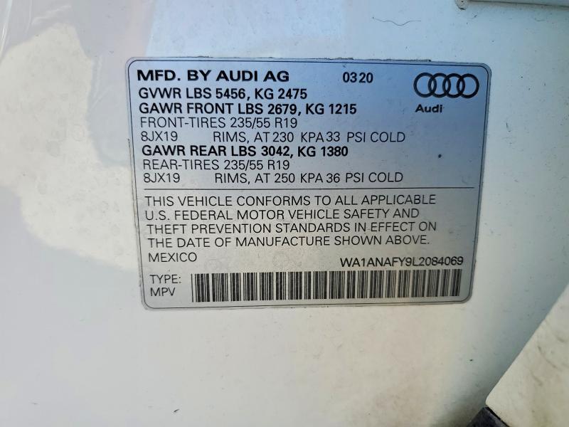 Aukcja sprzedaży 2020 Audi Q5, vin: WA1ANAFY9L2084069, numer aukcji: 99659345
