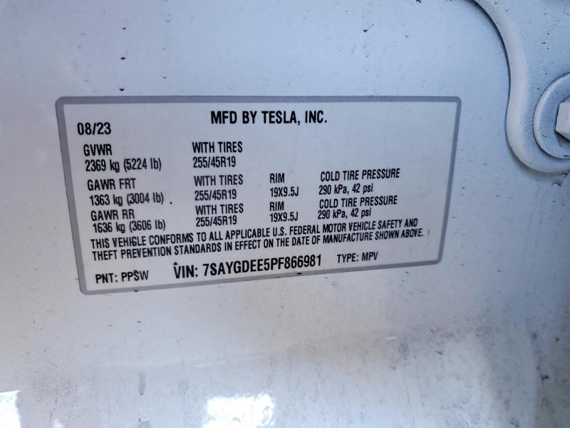 Aukcja sprzedaży 2023 Tesla Model Y, vin: 7SAYGDEE5PF866981, numer aukcji: 74276795