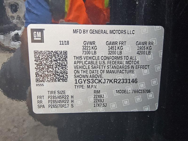 Продажа на аукционе авто 2019 Cadillac Escalade P, vin: 1GYS3CKJ7KR233146, номер лота: 98716615