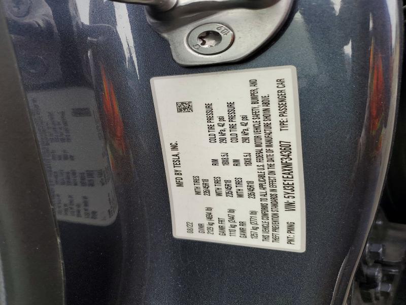 Aukcja sprzedaży 2022 Tesla Model 3, vin: 5YJ3E1EAXNF343607, numer aukcji: 73733555