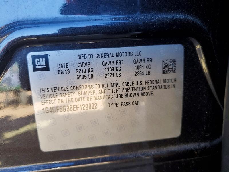 73168775 :رقم المزاد ، 1G4GF5G38EF129002 vin ، 2014 Buick Lacrosse T مزاد بيع