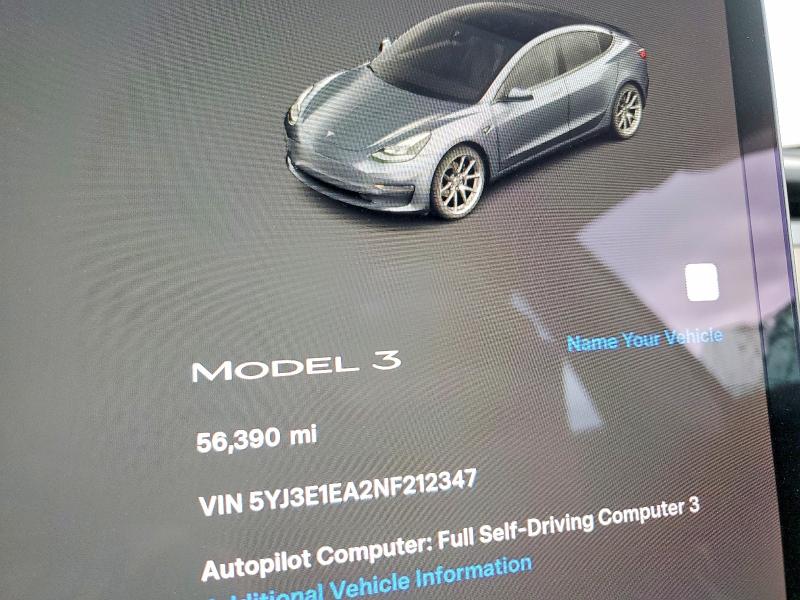 Aukcja sprzedaży 2022 Tesla Model 3, vin: 5YJ3E1EA2NF212347, numer aukcji: 72682545