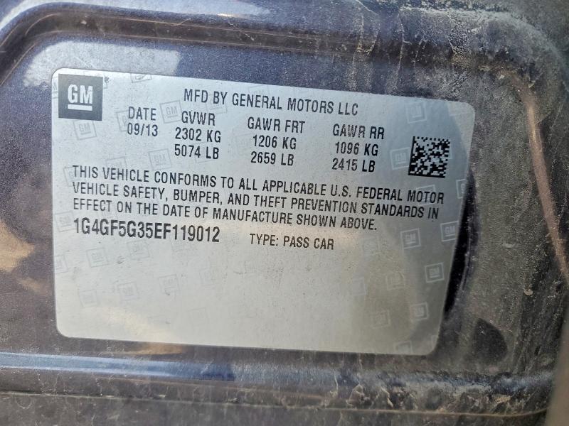 73809805 :رقم المزاد ، 1G4GF5G35EF119012 vin ، 2014 Buick Lacrosse مزاد بيع