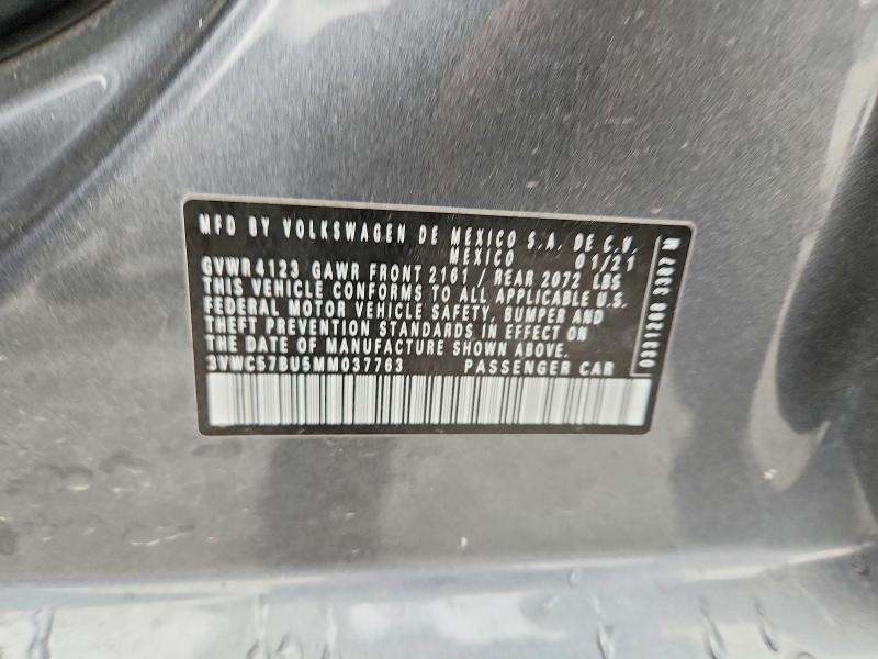 97775165 :رقم المزاد ، 3VWC57BU5MM037763 vin ، 2021 Volkswagen Jetta مزاد بيع