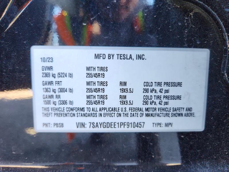 72216525 :رقم المزاد ، 7SAYGDEE1PF910457 vin ، 2023 Tesla Model Y مزاد بيع