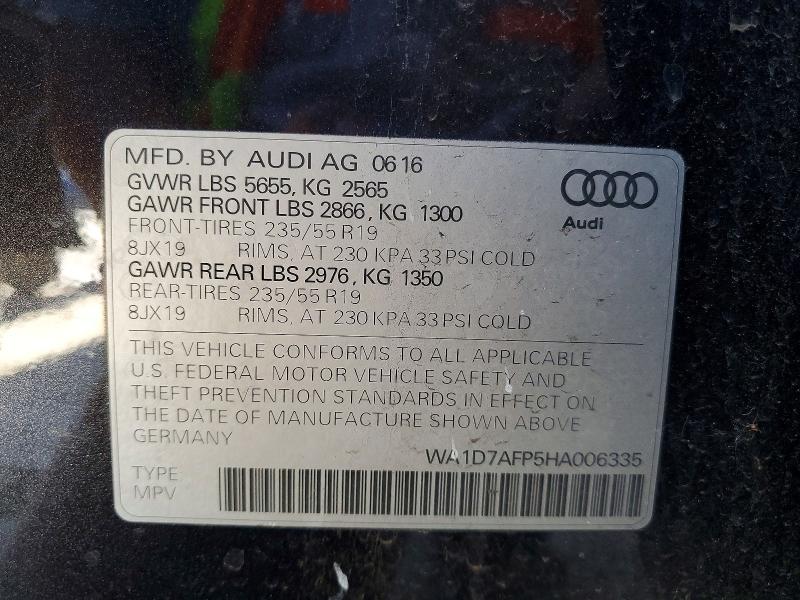 Продажа на аукционе авто 2017 Audi Q5, vin: WA1D7AFP5HA006335, номер лота: 72204285