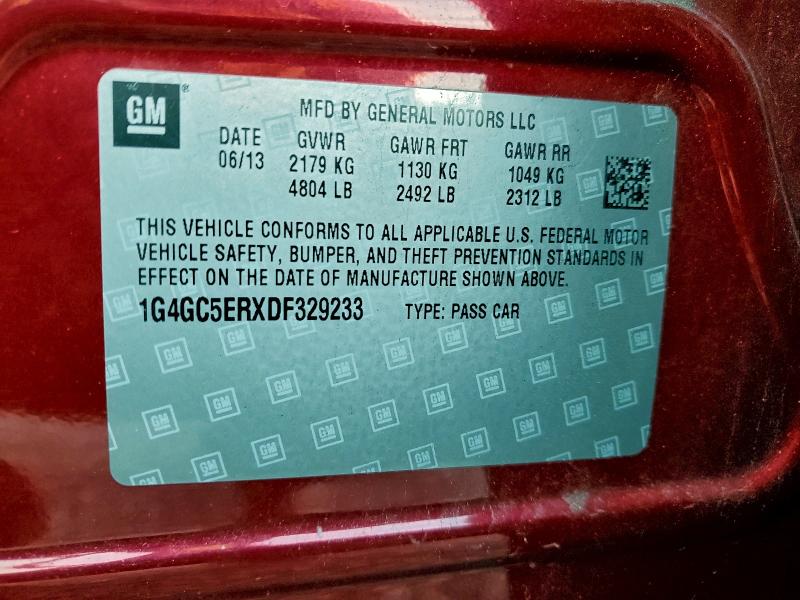 99485625 :رقم المزاد ، 1G4GC5ERXDF329233 vin ، 2013 Buick Lacrosse مزاد بيع