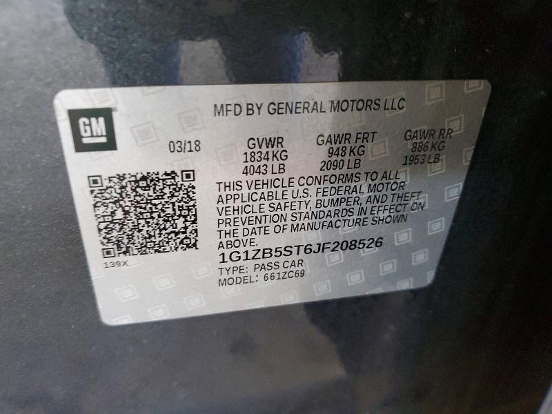 Продаж на аукціоні авто 2018 Chevrolet Malibu, vin: 1G1ZB5ST6JF208526, номер лоту: 73277905