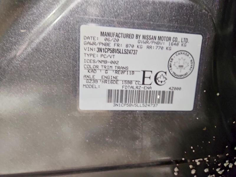 Продажа на аукционе авто 2020 Nissan Kicks, vin: 3N1CP5BV5LL524737, номер лота: 73494695