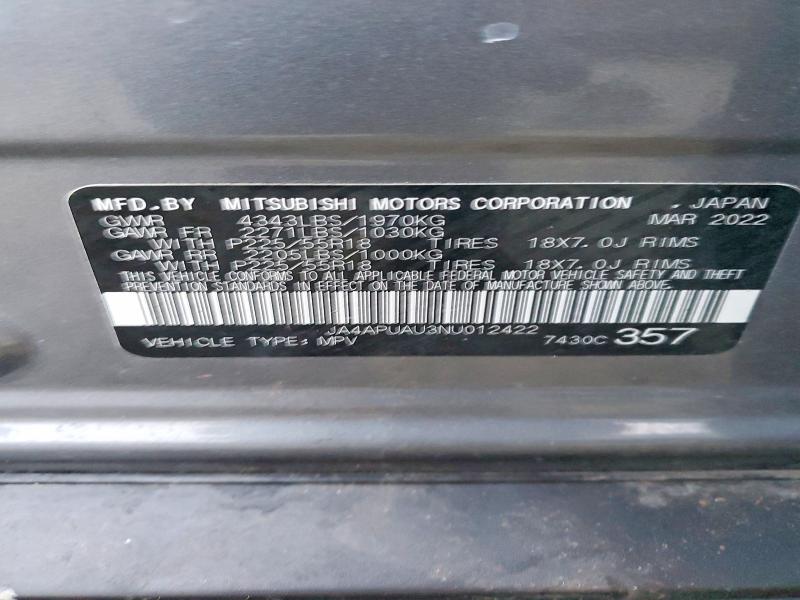 Продаж на аукціоні авто 2022 Mitsubishi Outlander Sport, vin: JA4APUAU3NU012422, номер лоту: 72140065