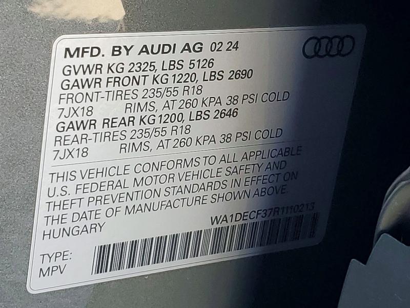 Продаж на аукціоні авто 2024 Audi Q3, vin: WA1DECF37R1110213, номер лоту: 73633845