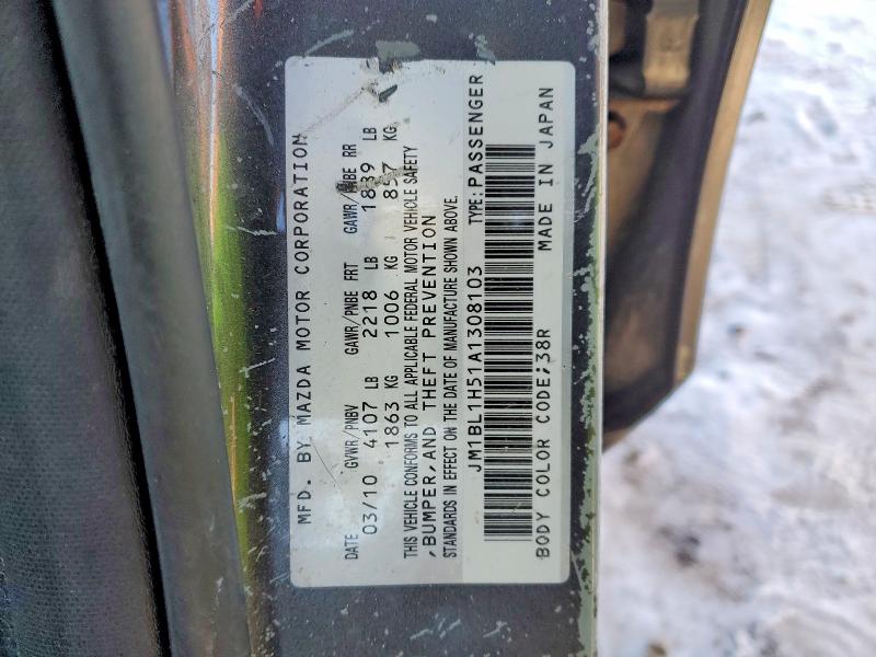 74300005 :رقم المزاد ، JM1BL1H51A1308103 vin ، 2010 Mazda 3 مزاد بيع