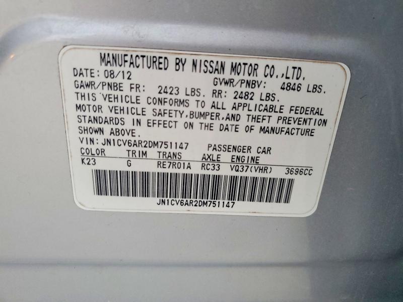 Продаж на аукціоні авто 2013 Infiniti G37, vin: JN1CV6AR2DM751147, номер лоту: 97890505