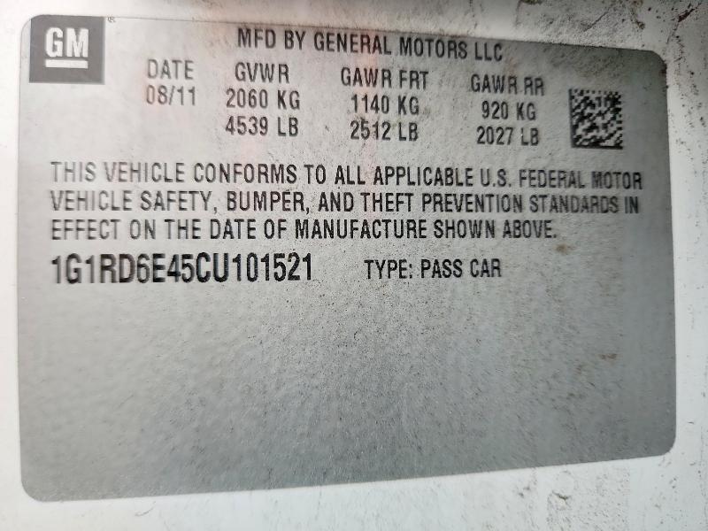 Aukcja sprzedaży 2012 Chevrolet Volt, vin: 1G1RD6E45CU101521, numer aukcji: 98893525