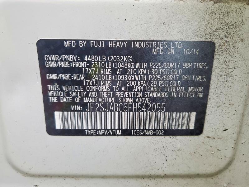 Продажа на аукционе авто 2015 Subaru Forester, vin: JF2SJABC6FH542055, номер лота: 98646835