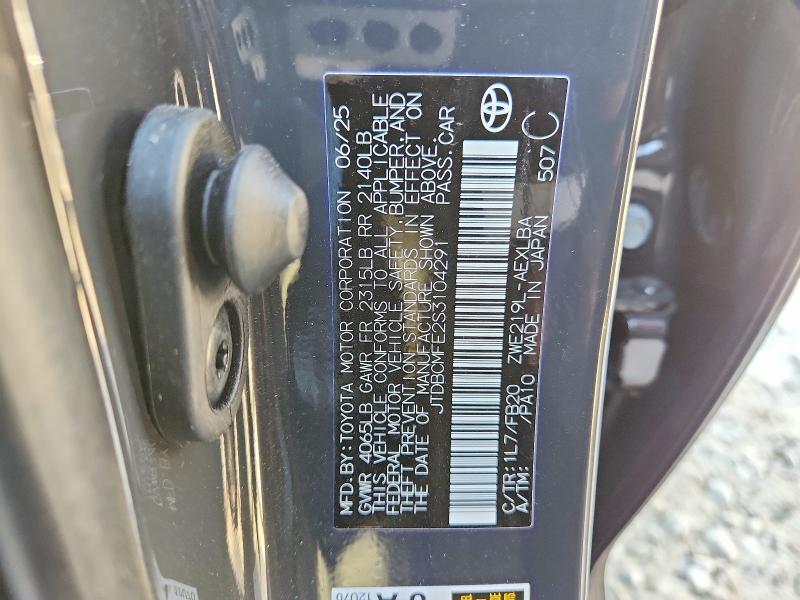 Aukcja sprzedaży 2025 Toyota Corolla, vin: JTDBCMFE2S3104291, numer aukcji: 72226415
