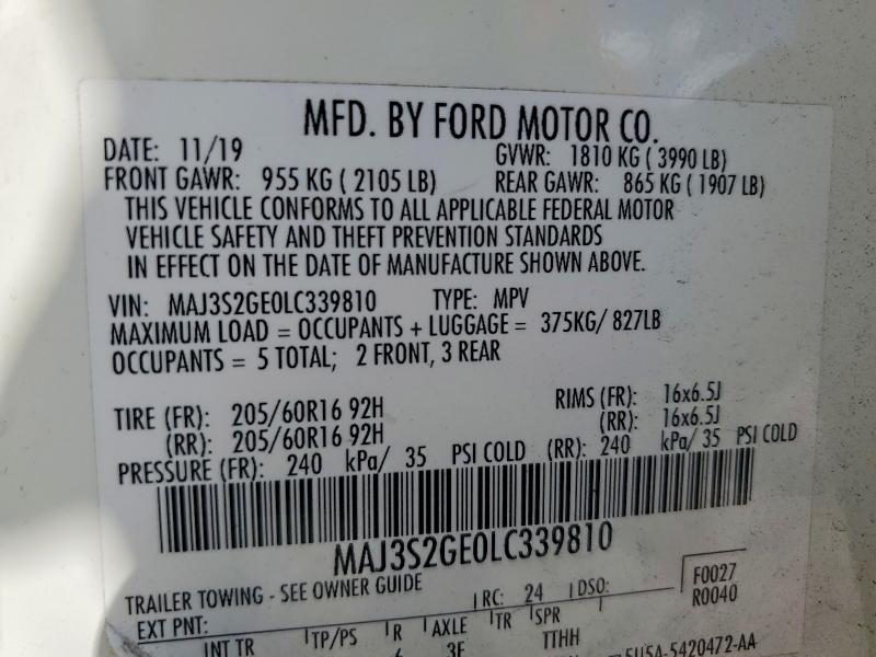 Продаж на аукціоні авто 2020 Ford Ecosport S, vin: MAJ3S2GE0LC339810, номер лоту: 77775675