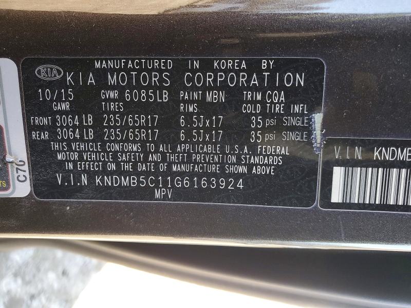 Aukcja sprzedaży 2016 Kia Sedona, vin: KNDMB5C11G6163924, numer aukcji: 74969995