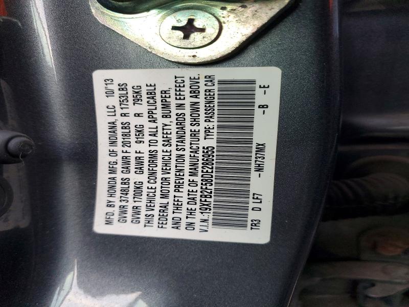 Продажа на аукционе авто 2013 Honda Civic, vin: 19XFB2F58DE286955, номер лота: 74242615