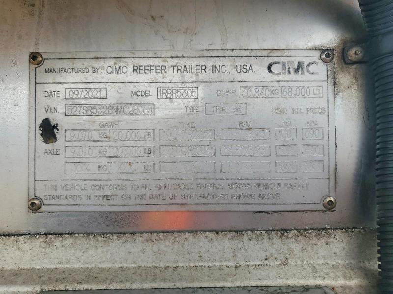 Продаж на аукціоні авто 2022 Cimc Reefer Trailer Reefer Trl, vin: 527SR5328NM028064, номер лоту: 61814316
