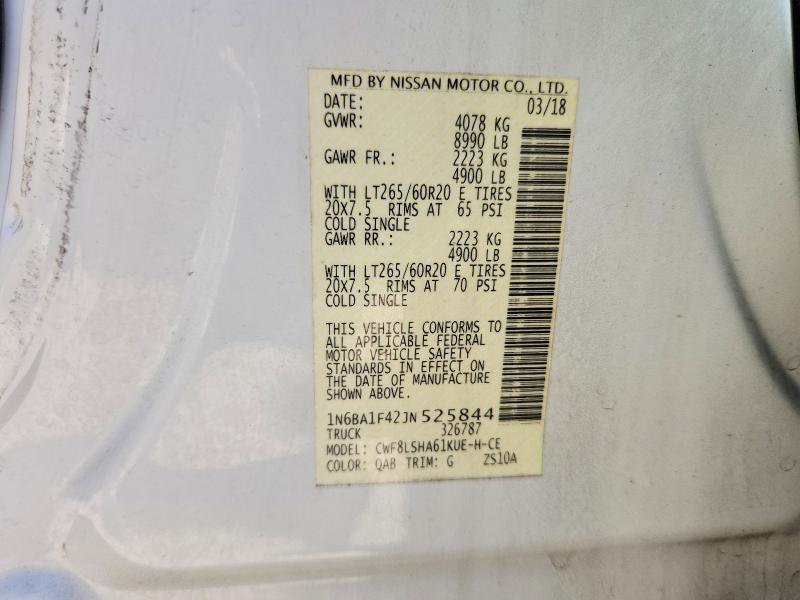 Aukcja sprzedaży 2018 Nissan Titan Xd, vin: 1N6BA1F42JN525844, numer aukcji: 73811575