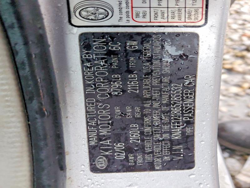 Aukcja sprzedaży 2006 Kia Spectra, vin: KNAFE121865285532, numer aukcji: 73789085