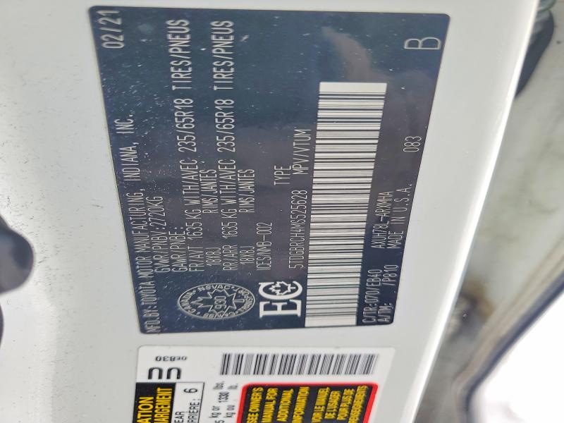 Aukcja sprzedaży 2021 Toyota Highlander, vin: 5TDGBRCH4MS525628, numer aukcji: 73977815