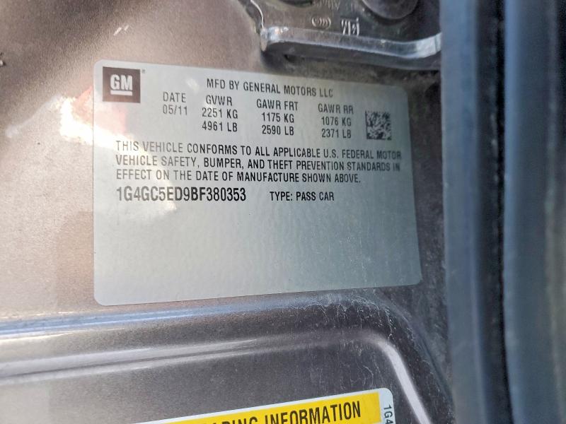 2011 Buick Lacrosse მანქანა იყიდება აუქციონზე, vin: 1G4GC5ED9BF380353, აუქციონის ნომერი: 98877545