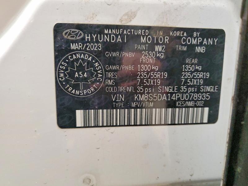 72764335 :رقم المزاد ، KM8S5DA14PU078935 vin ، 2023 Hyundai Santa Fe مزاد بيع