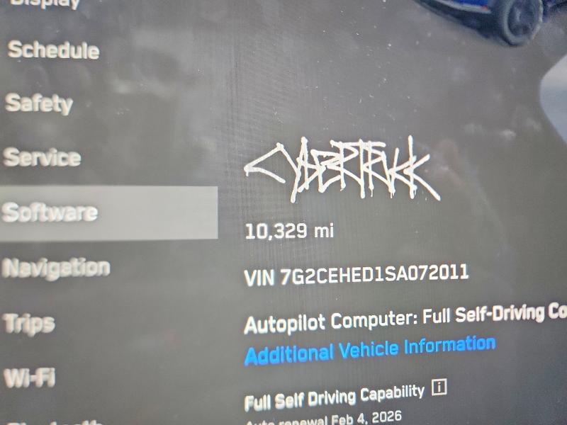Aukcja sprzedaży 2025 Tesla Cybertruck, vin: 7G2CEHED1SA072011, numer aukcji: 75022225